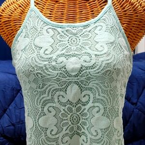 Women's Light Blue Layered Lace Front Summer top
